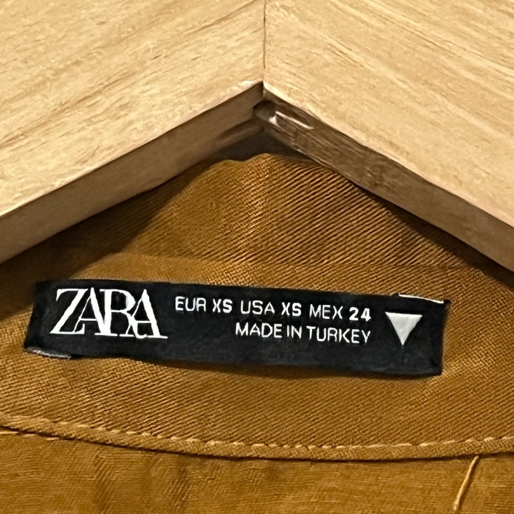 ZARA PLEATED SHIRT DRESS TRF TOFFEE Size XS - Picture 9 of 9